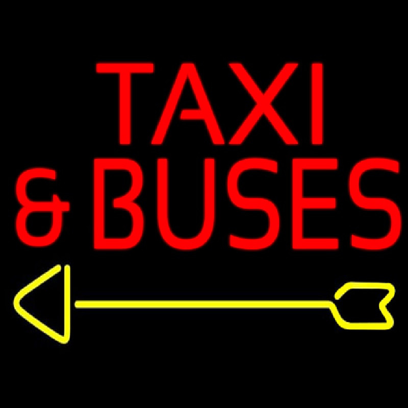 Red Ta i And Buses With Arrow Neontábla