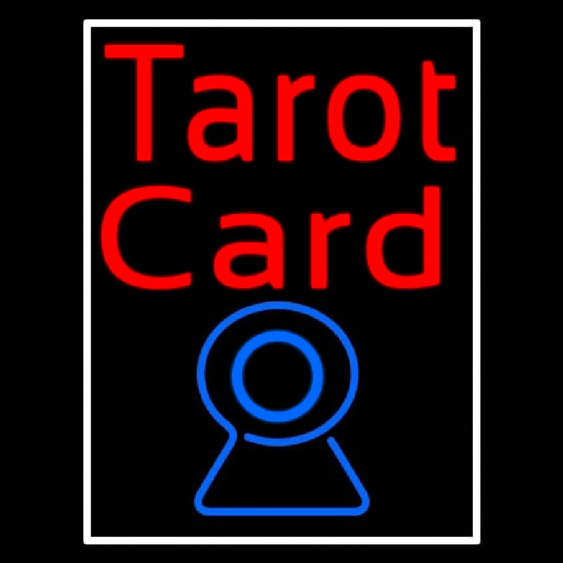 Red Tarot Card Blue Crystal With White Border Neontábla