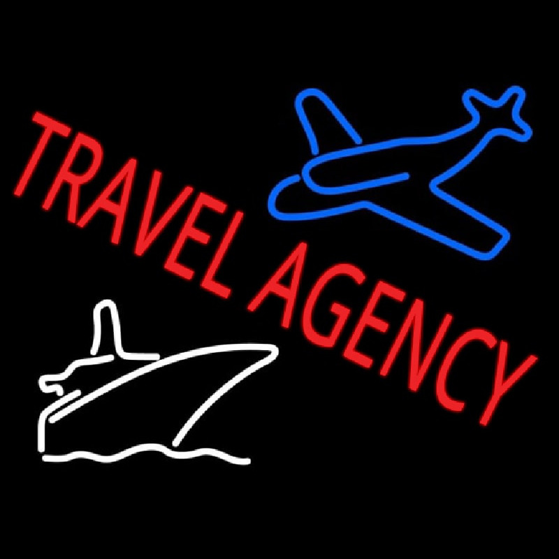 Red Travel Agency With Logo Neontábla