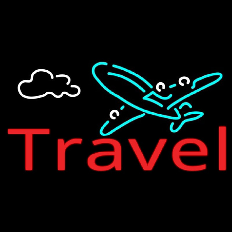 Red Travel With Logo Neontábla