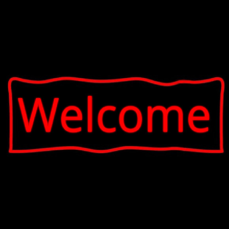 Red Welcome With Outline Neontábla