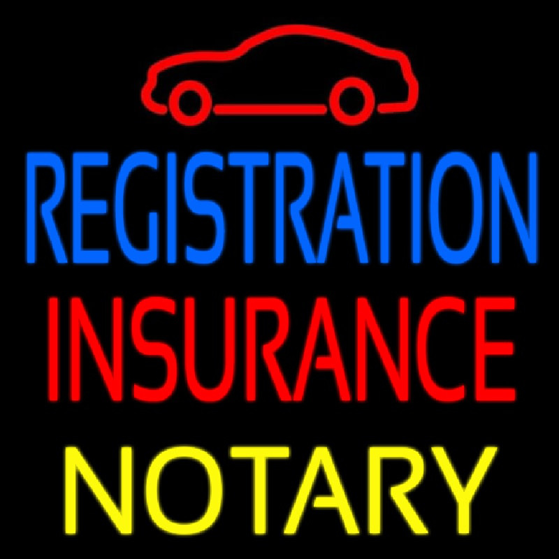 Registration Insurance Notary With Car Logo Neontábla