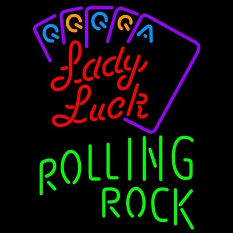 Rolling Rock Lady Luck Series Beer Sign Neontábla