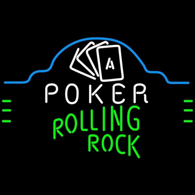 Rolling Rock Poker Ace Cards Beer Sign Neontábla