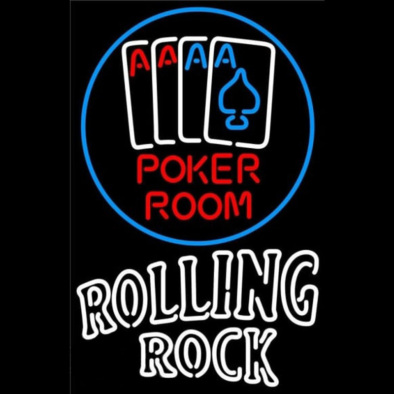 Rolling Rock Poker Room Beer Sign Neontábla