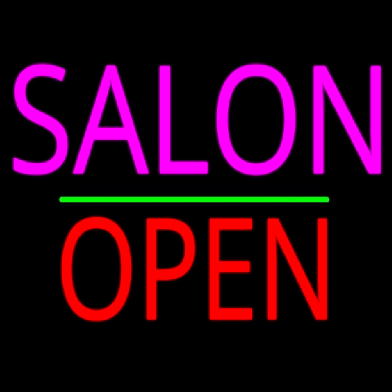 Salon Block Open Green Line Neontábla