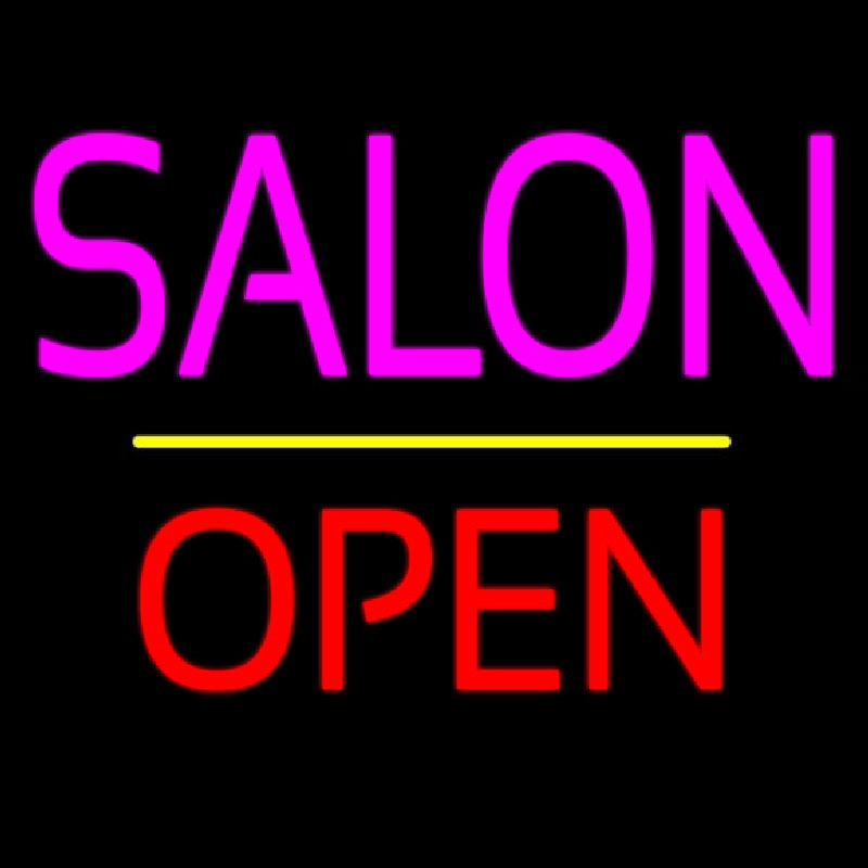 Salon Open Yellow Line Neontábla