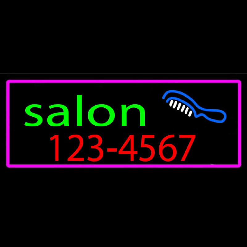 Salon With Comb And Number Neontábla