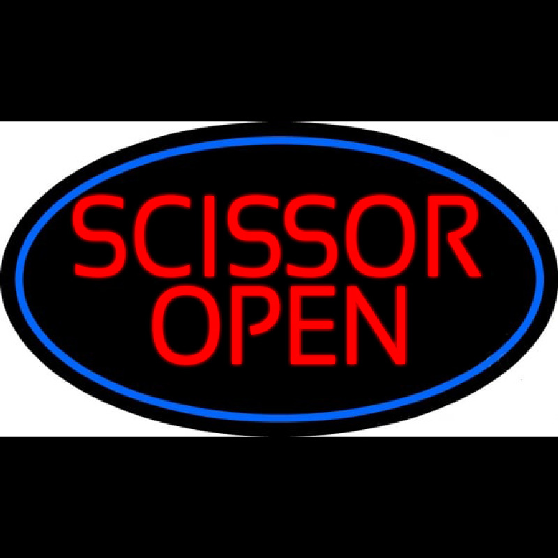 Scissor Open With Blue Border Neontábla