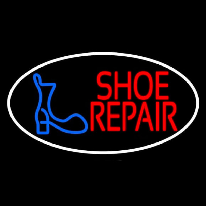 Shoe Repair Logo White Border Neontábla