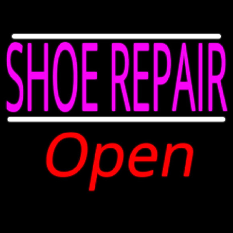 Shoe Repair Open With White Line Neontábla