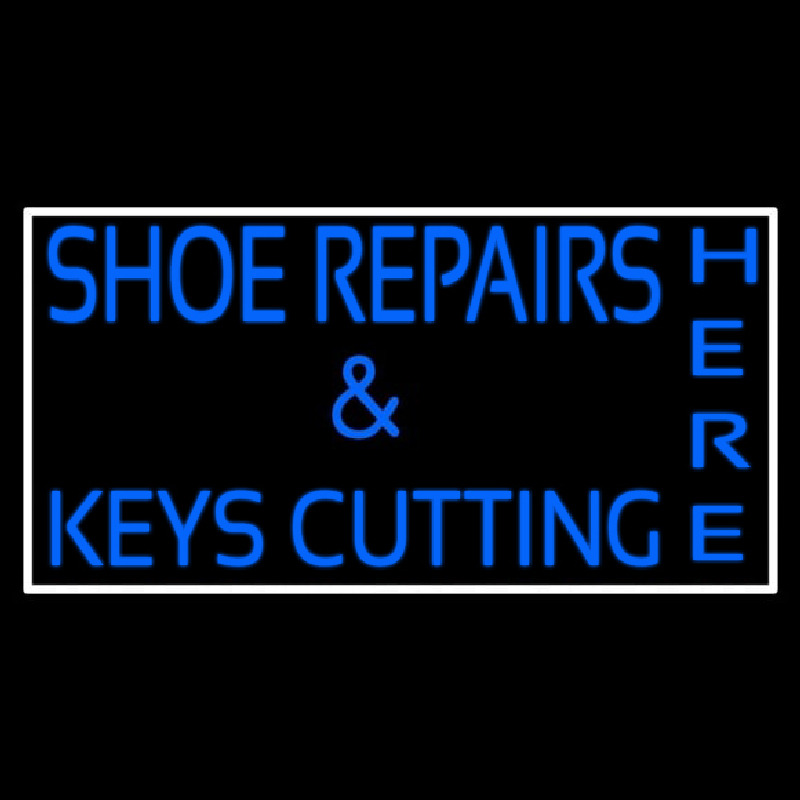 Shoe Repairs Key Cutting Here With Border Neontábla