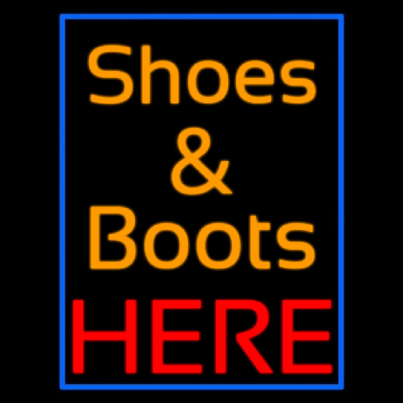 Shoes And Boots Here With Blue Border Neontábla