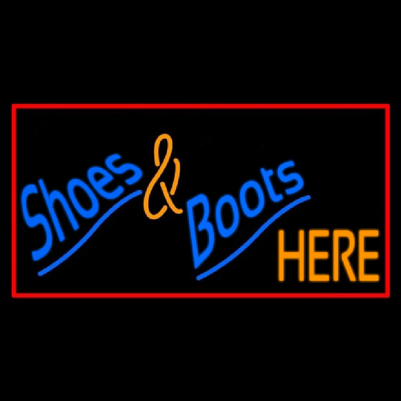 Shoes And Boots Here With Border Neontábla