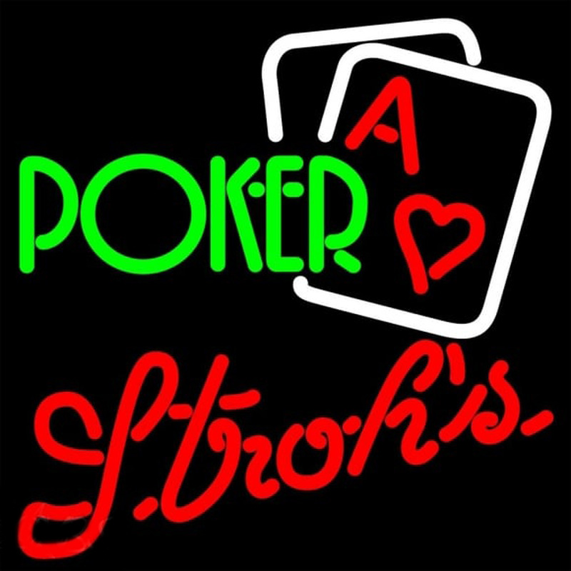 Strohs Green Poker Beer Sign Neontábla