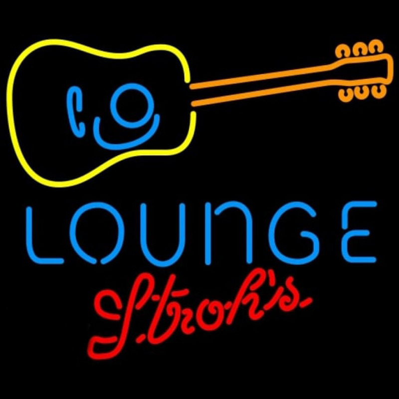 Strohs Guitar Lounge Beer Sign Neontábla