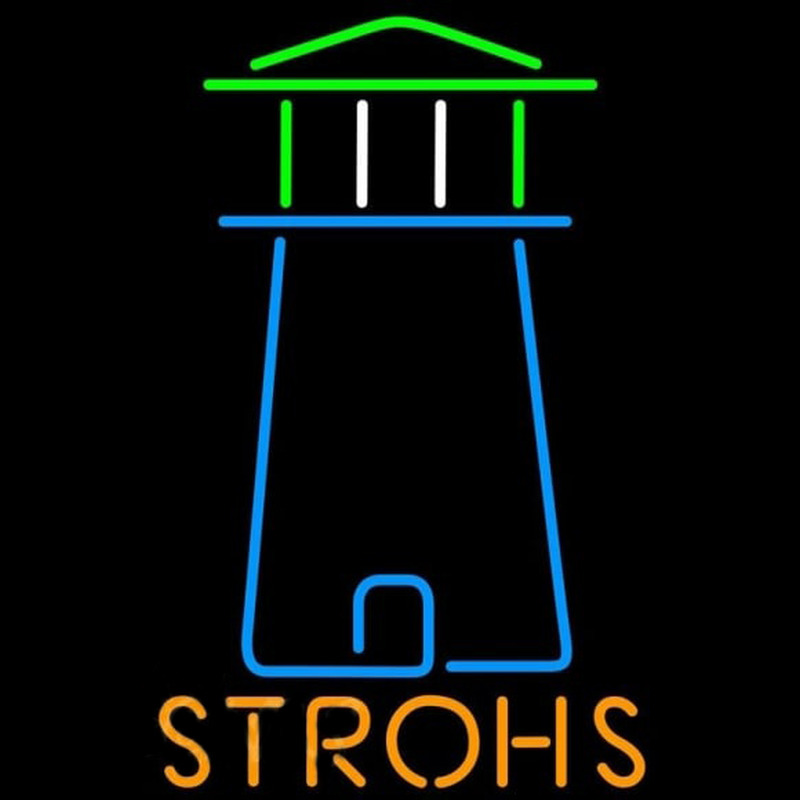 Strohs Lighthouse Art Beer Sign Neontábla