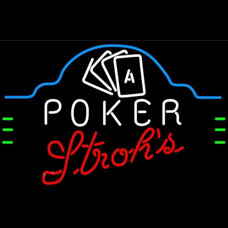 Strohs Poker Ace Cards Beer Sign Neontábla