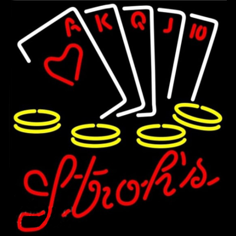 Strohs Poker Ace Series Beer Sign Neontábla