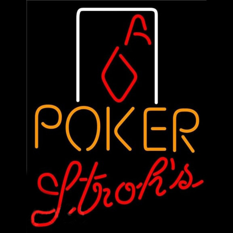 Strohs Poker Squver Ace Beer Sign Neontábla