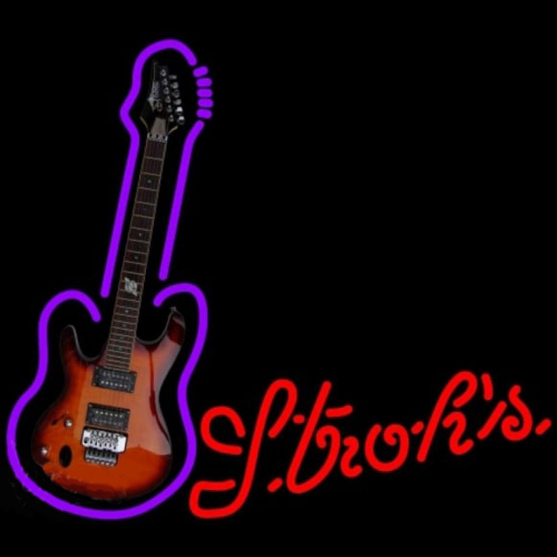 Strohs Purple Guitar Beer Sign Neontábla