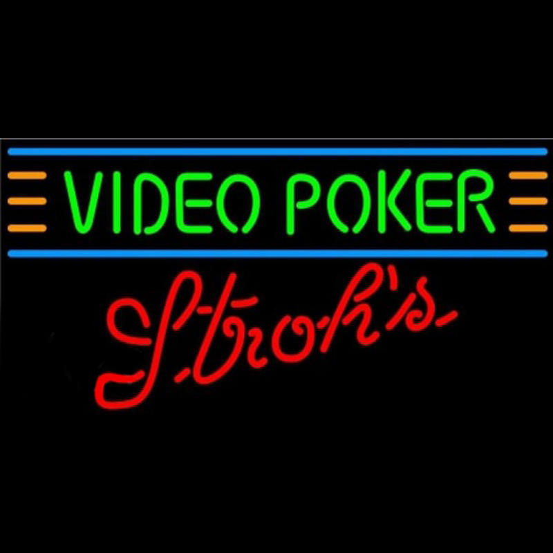 Strohs Video Poker Beer Sign Neontábla