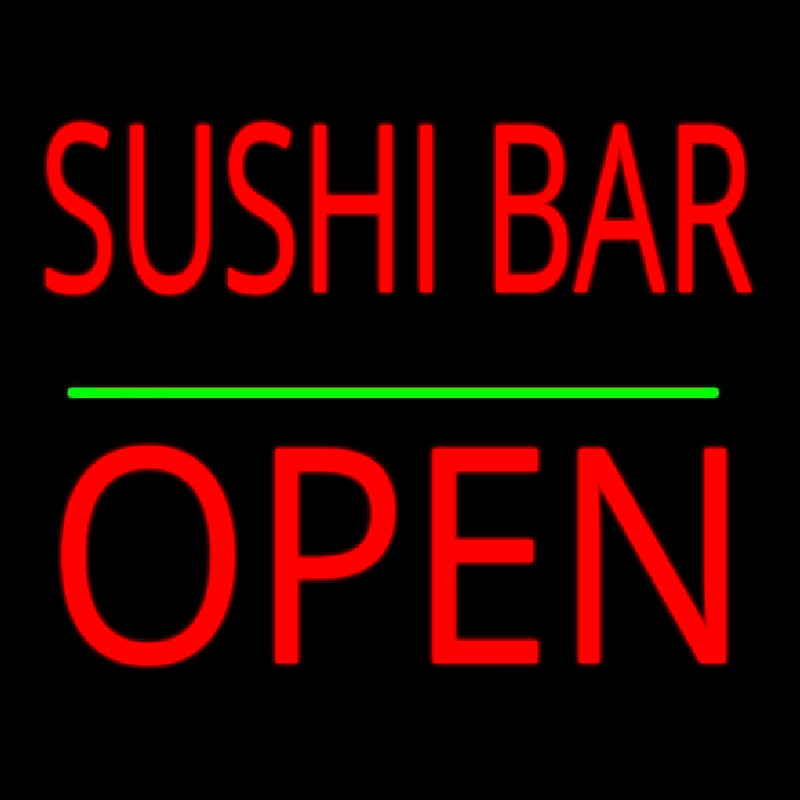 Sushi Bar Block Open Green Line Neontábla