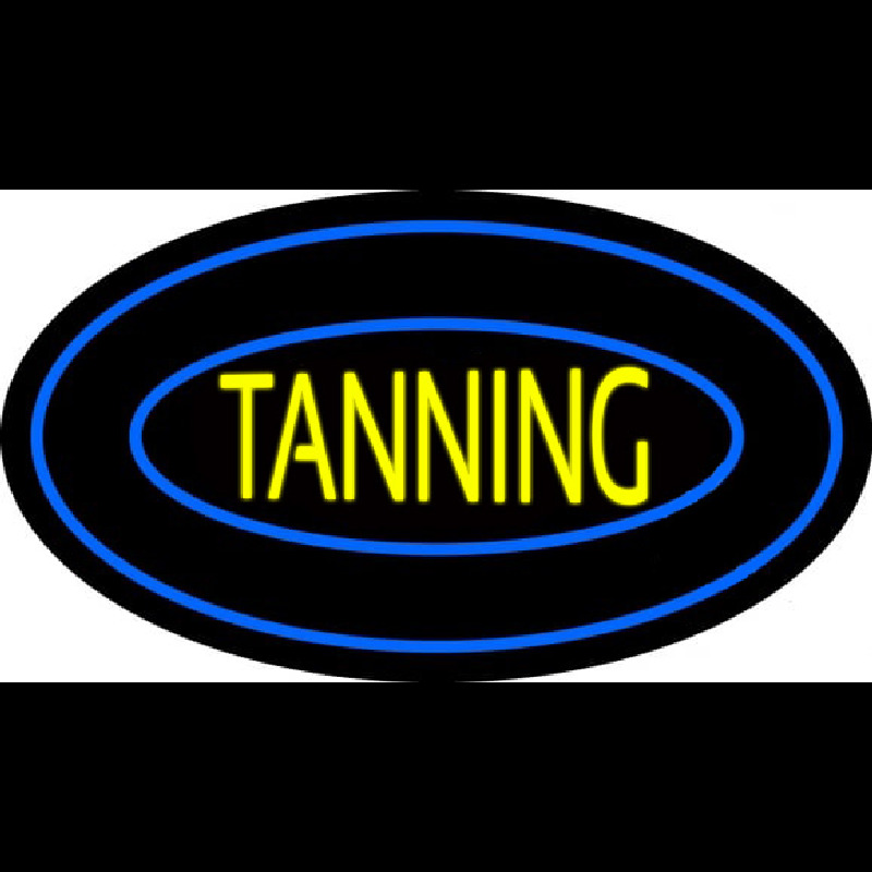 Tanning Double Oval Blue Border Neontábla