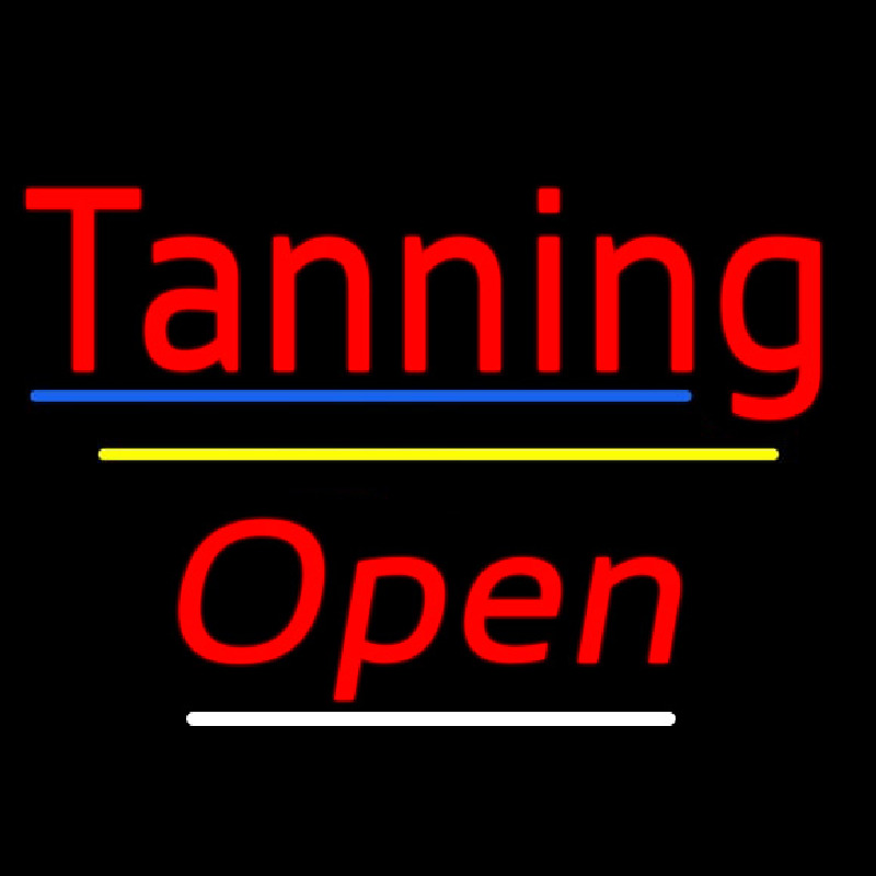 Tanning Open Yellow Line Neontábla