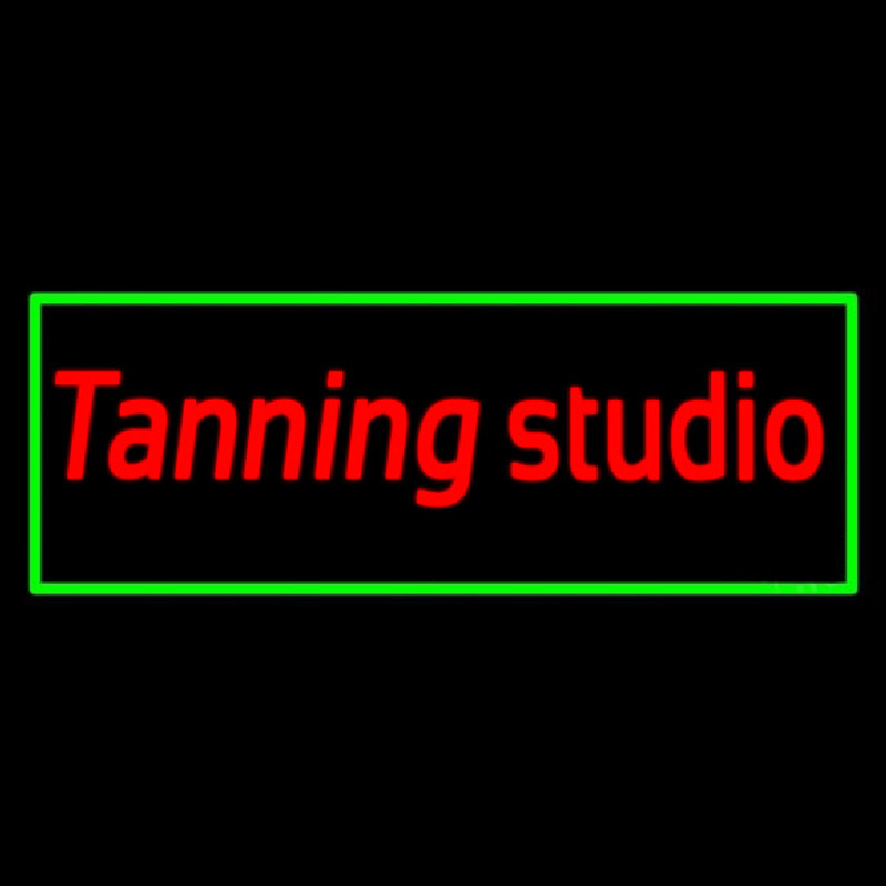 Tanning Studio With Green Border Neontábla