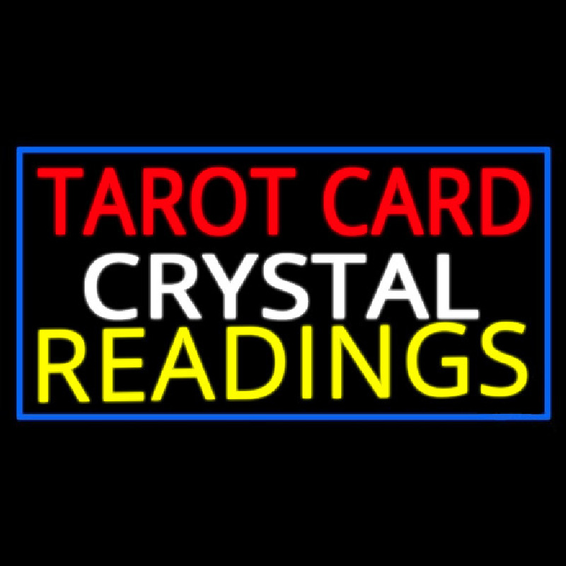 Tarot Card Crystal Readings With Blue Border Neontábla