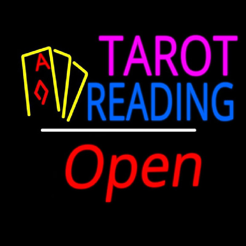 Tarot Reading Open White Line Neontábla