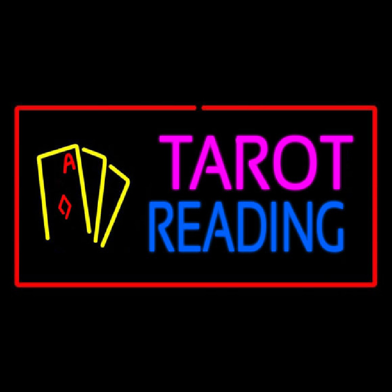 Tarot Reading Red Rectangle Neontábla