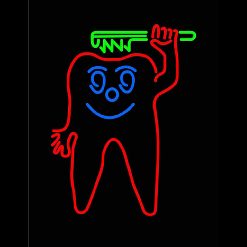 Teeth With Green Tooth Brush Neontábla