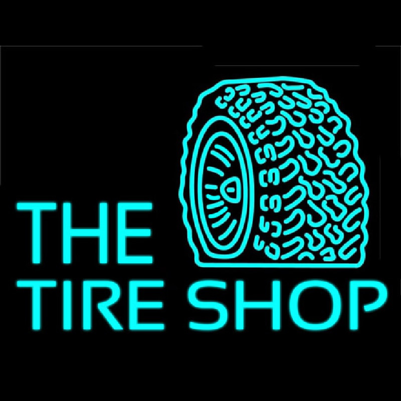 The Tire Shop Turquoise Logo Neontábla