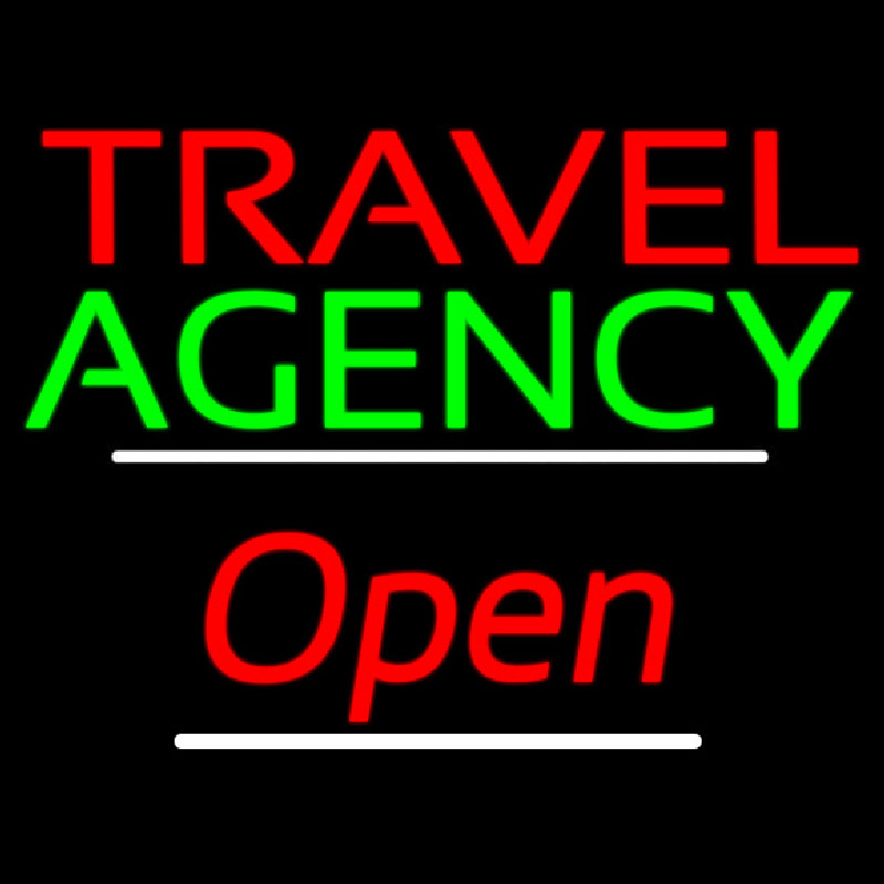 Travel Agency Open White Line Neontábla