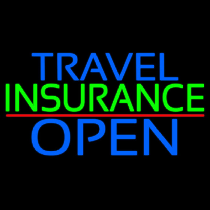 Travel Insurance Open Block Red Line Neontábla