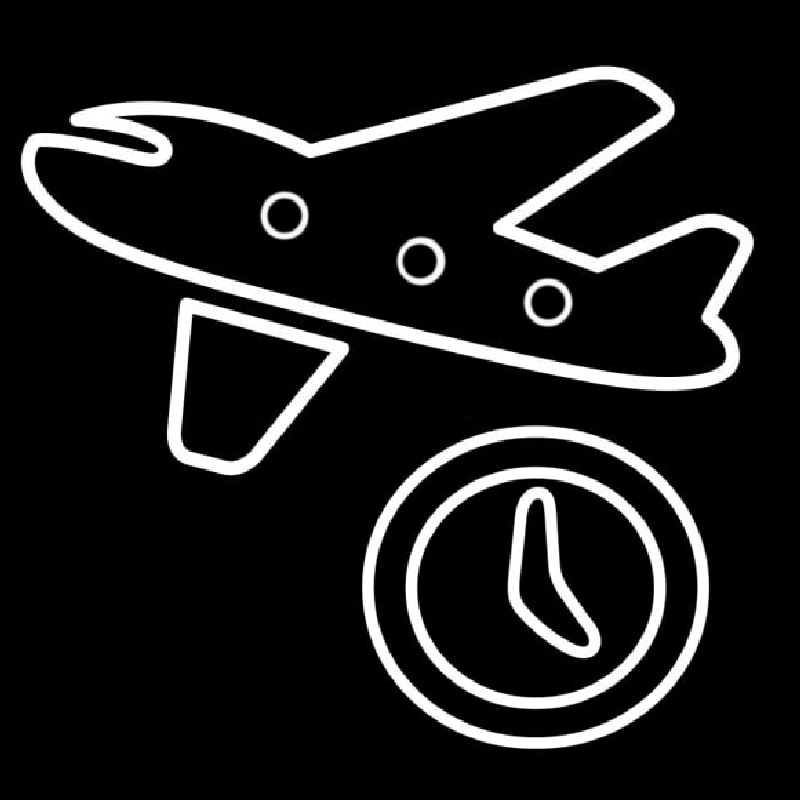 Travel Time Airplane Icon Neontábla