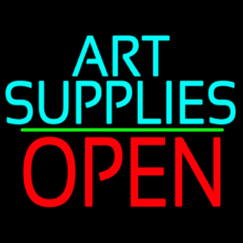 Turquoise Art Supplies With Open 1 Neontábla