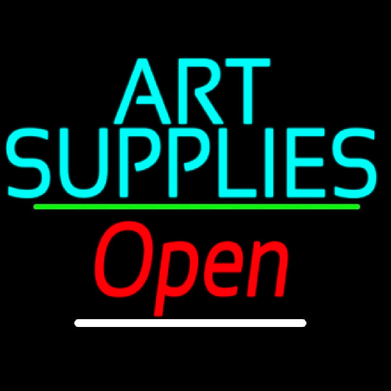 Turquoise Art Supplies With Open 3 Neontábla