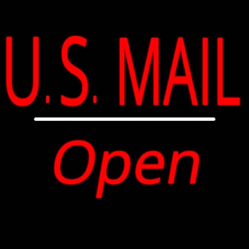 Us Mail Script1 Open White Line Neontábla