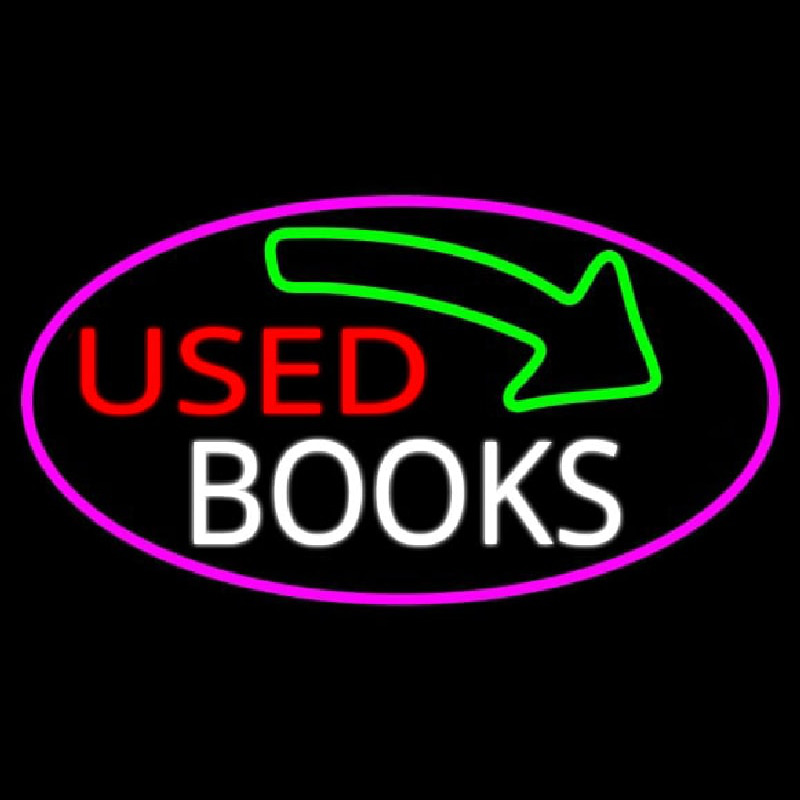 Used Books With Arrow Neontábla