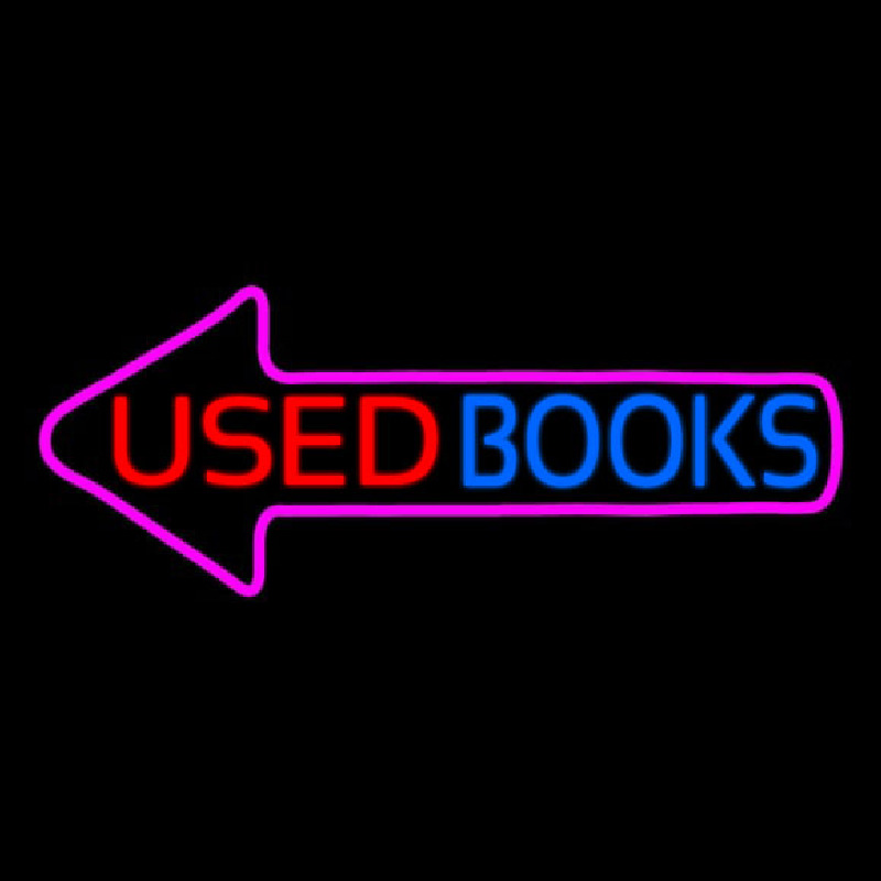 Used Books With Arrow Neontábla