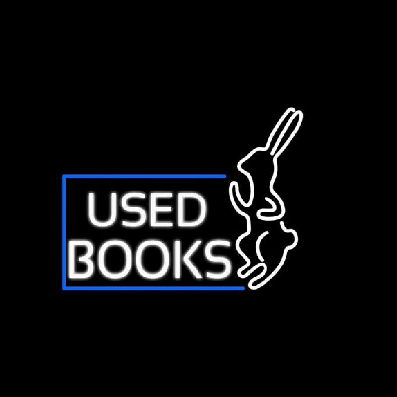 Used Books With Rabbit Logo Neontábla