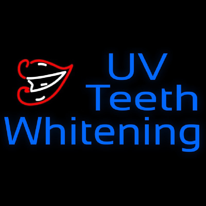 Uv Teeth Whitening In Blue With Lips Logo Neontábla