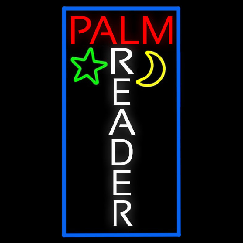 Vertical Palm Reader With Border Neontábla