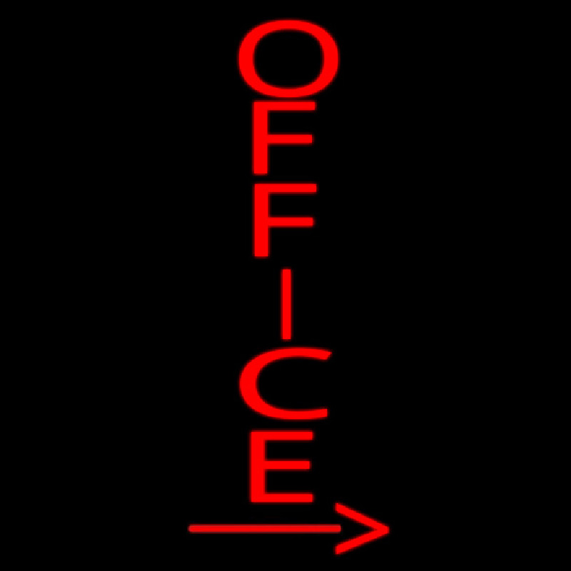 Vertical Red Office With Arrow Neontábla