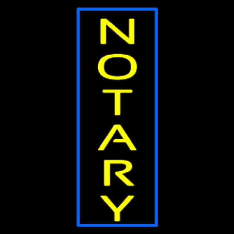 Vertical Yellow Notary Blue Border Neontábla