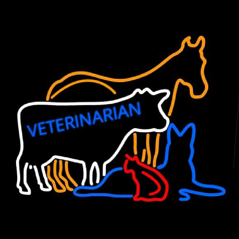 Vet Horse Cow Logo Neontábla