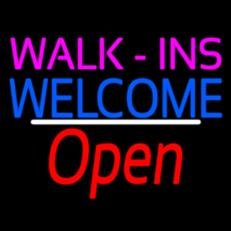 Walk Ins Welcome Open White Line Neontábla